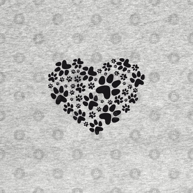 heart with black paw print by beakraus